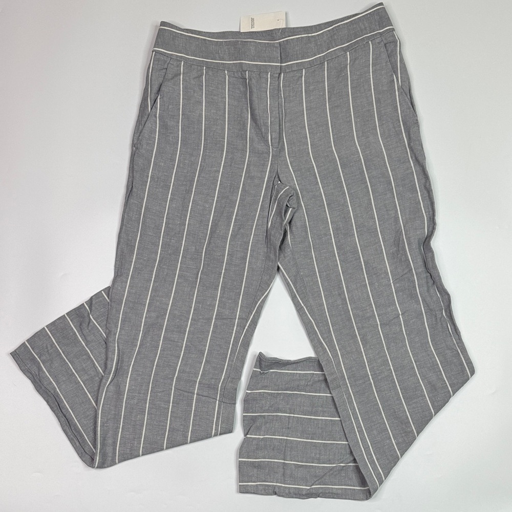 Loft Gray White Pinstripe Straight Leg Pants Size 2 NWT
